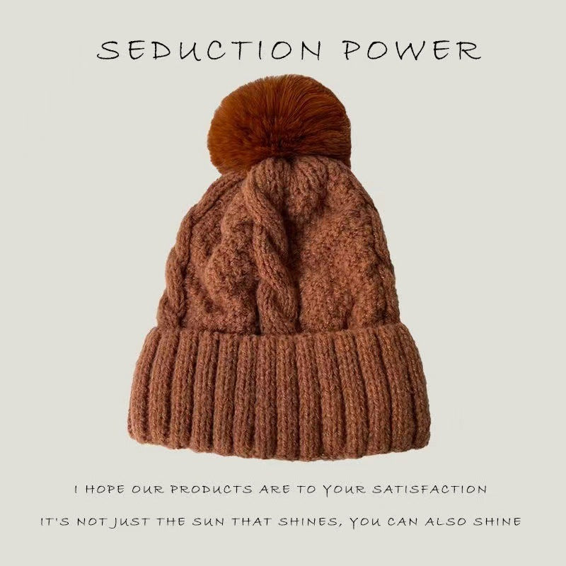 Winter New Knitted Hat All-matching Woolen Hat Solid Color Knitted Hat