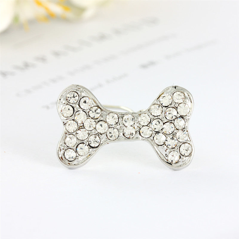 Versatile Rhinestone Dog Bone Hair Clip