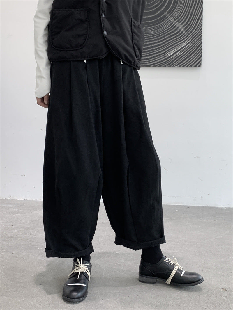 Wide-leg Casual Pants Female Corduroy Loose Color Matching Design