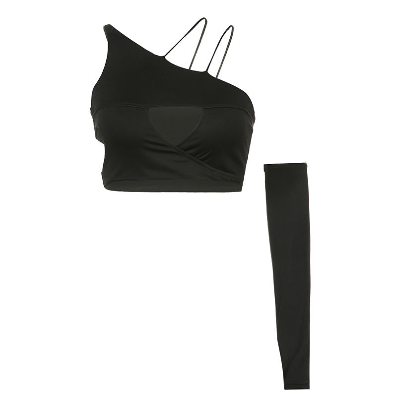 Hollow Out Chest Sleeve Vest For Female Outerwear