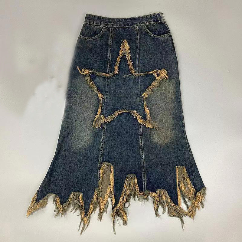 Women's American-style Retro High Waist Irregular Skirt