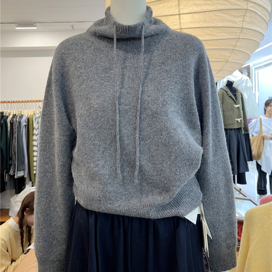 Hooded Loose Slimming And Warm Knitted Sweater