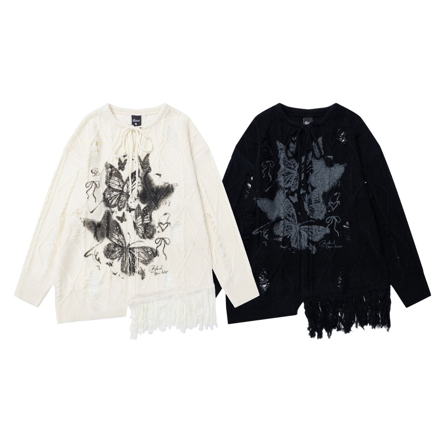 Retro Hot Girl Ripped Design Knitted Pullover Sweater
