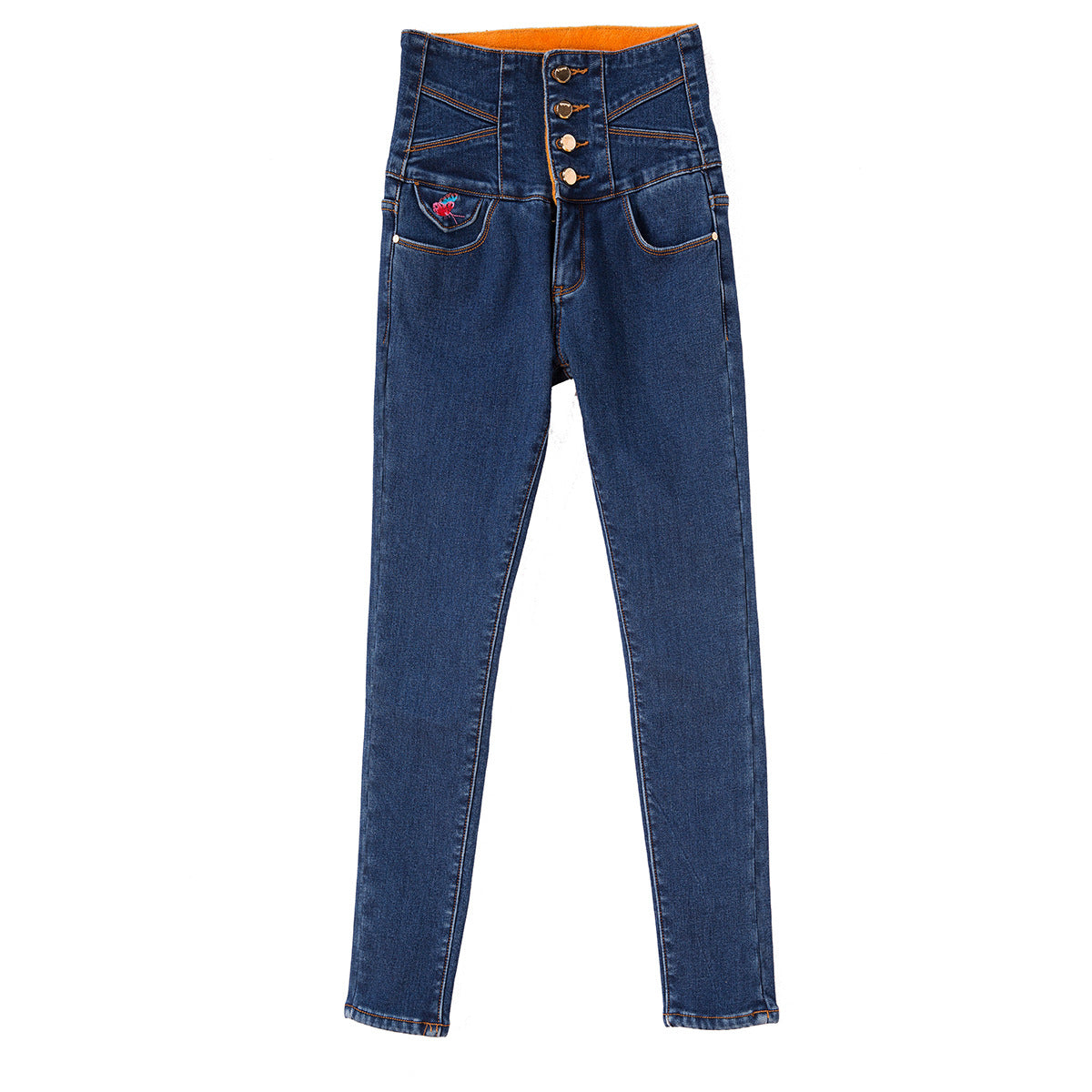 Winter new style velvet thick high-waist jeans