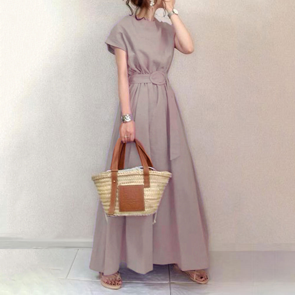 Wrap-style Loose-fitting Plus-size Dress With A Belt