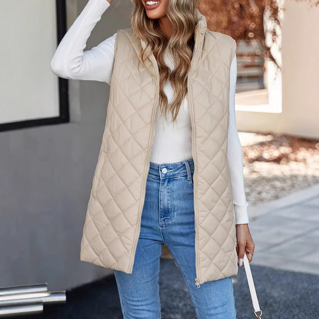 Stand Collar Sleeveless Warm Vest New Zipper Vest