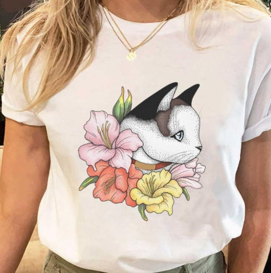 Street Hip Hop Women's Plus Size Short Sleeved T Shirt