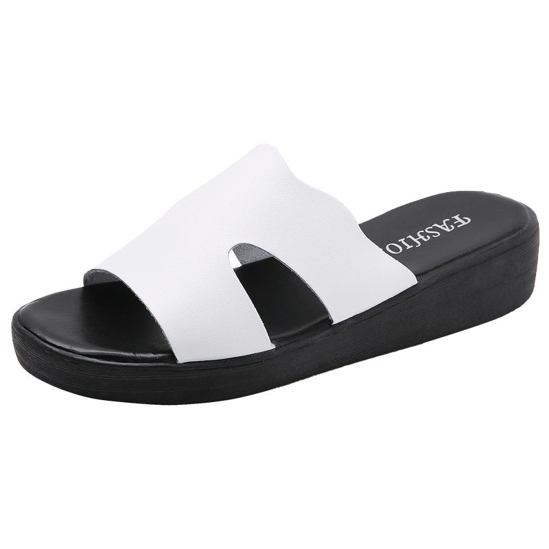 Korean Student Flat-bottomed Fairy Style Platform Slippers