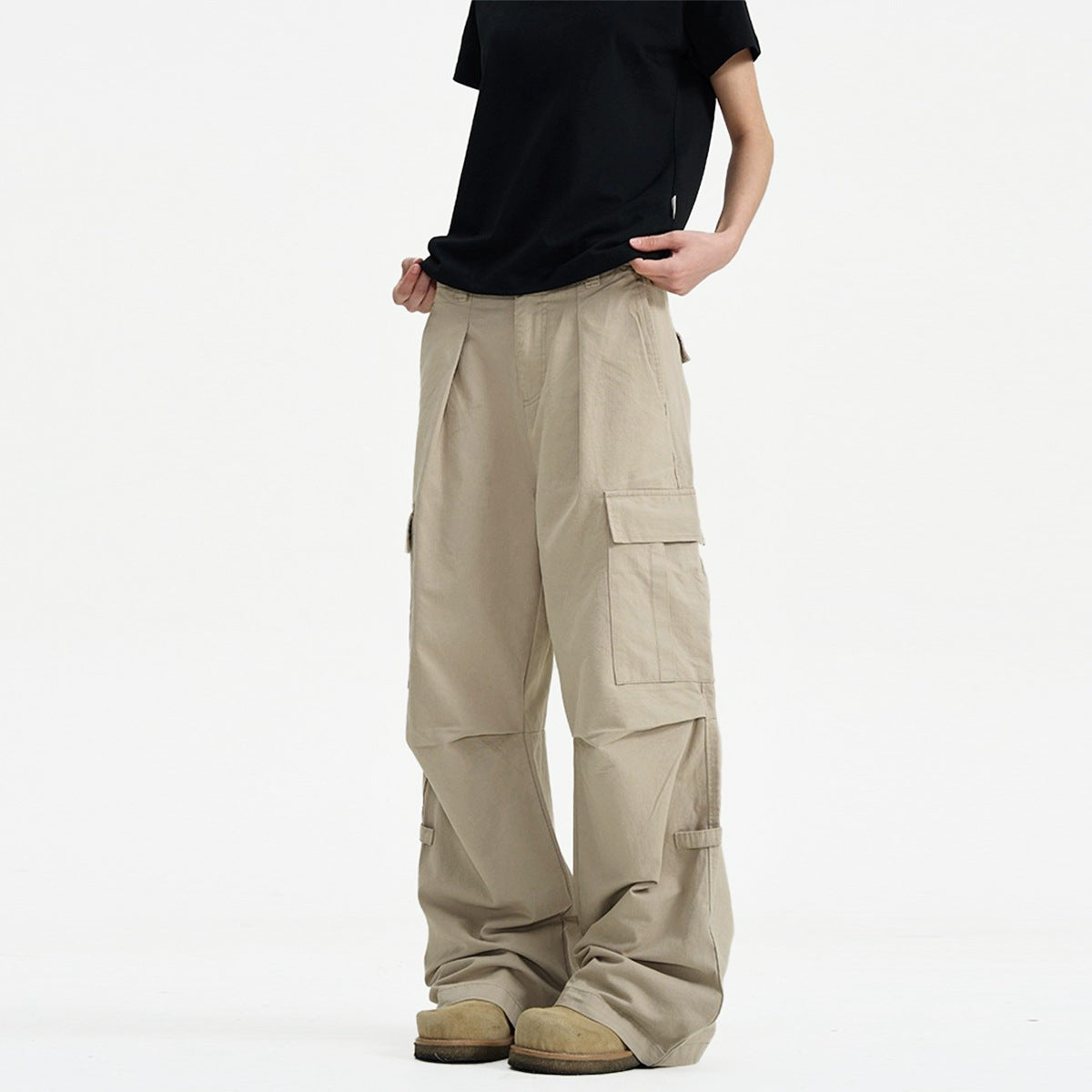 Vintage Crumpled Loose Wide-leg Overalls Cotton Overalls
