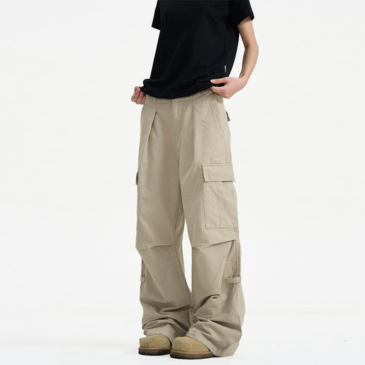 Vintage Crumpled Loose Wide-leg Overalls Cotton Overalls