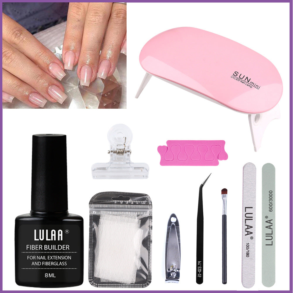 Manicure Sæt med gennemsigtig fiberforlængerlim
