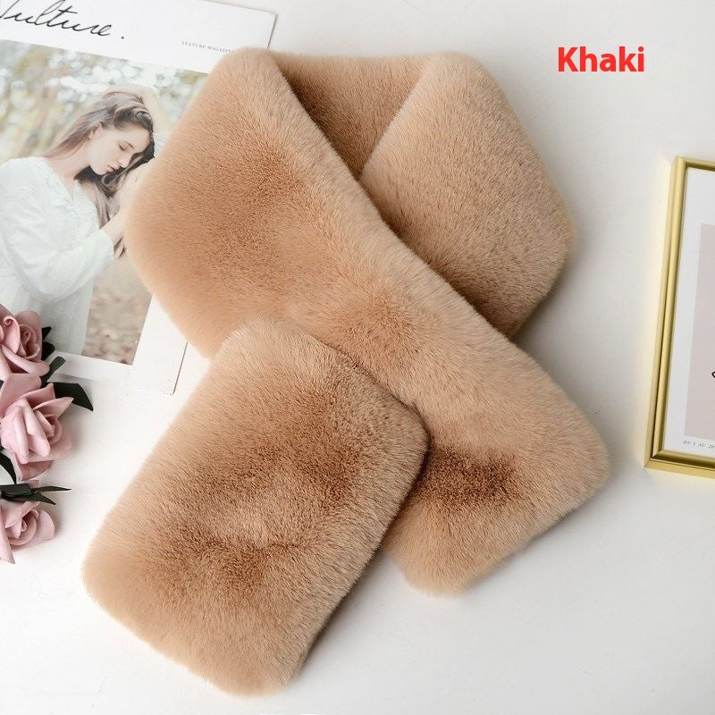 Plush Scarf Artificial Rex Rabbit Fur Thick Warm