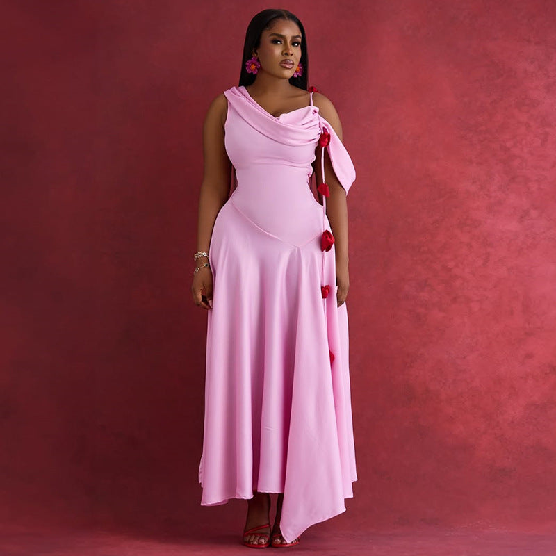 Elegant, designer-stil off-shoulder midi-kropsnær kjole