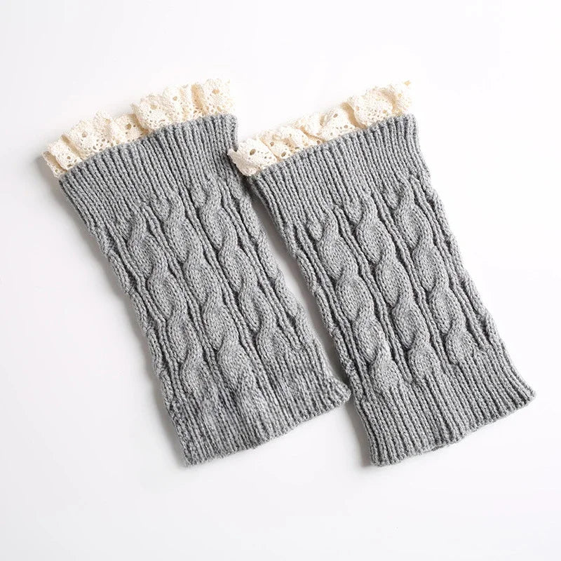 Lace Socks Twist Knit Wool Leg Warmers