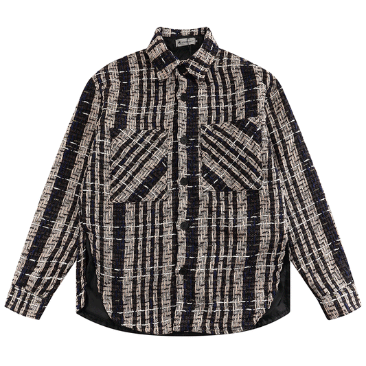 Woven Stripe Thickening Shirt Men's American Style