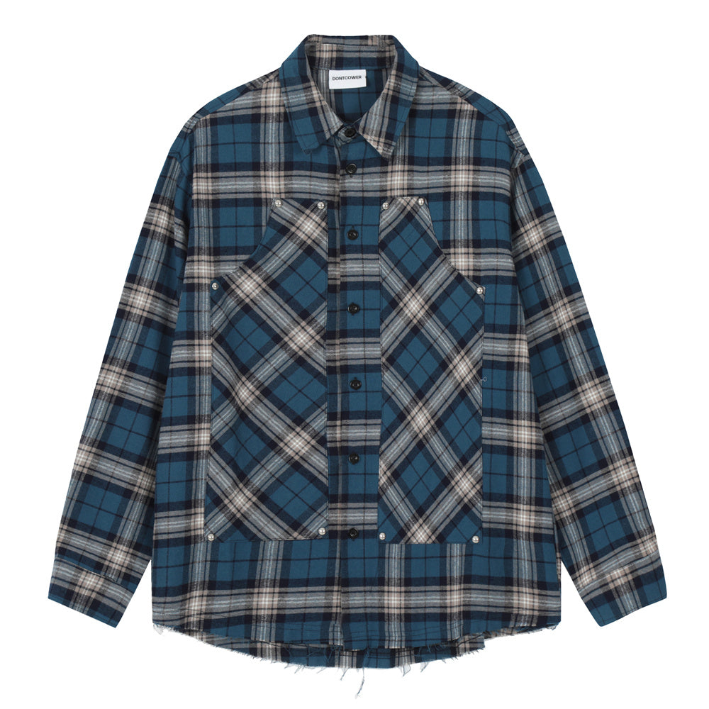 Plaid Embroidered Letters Shirt Coat Spring And Autumn