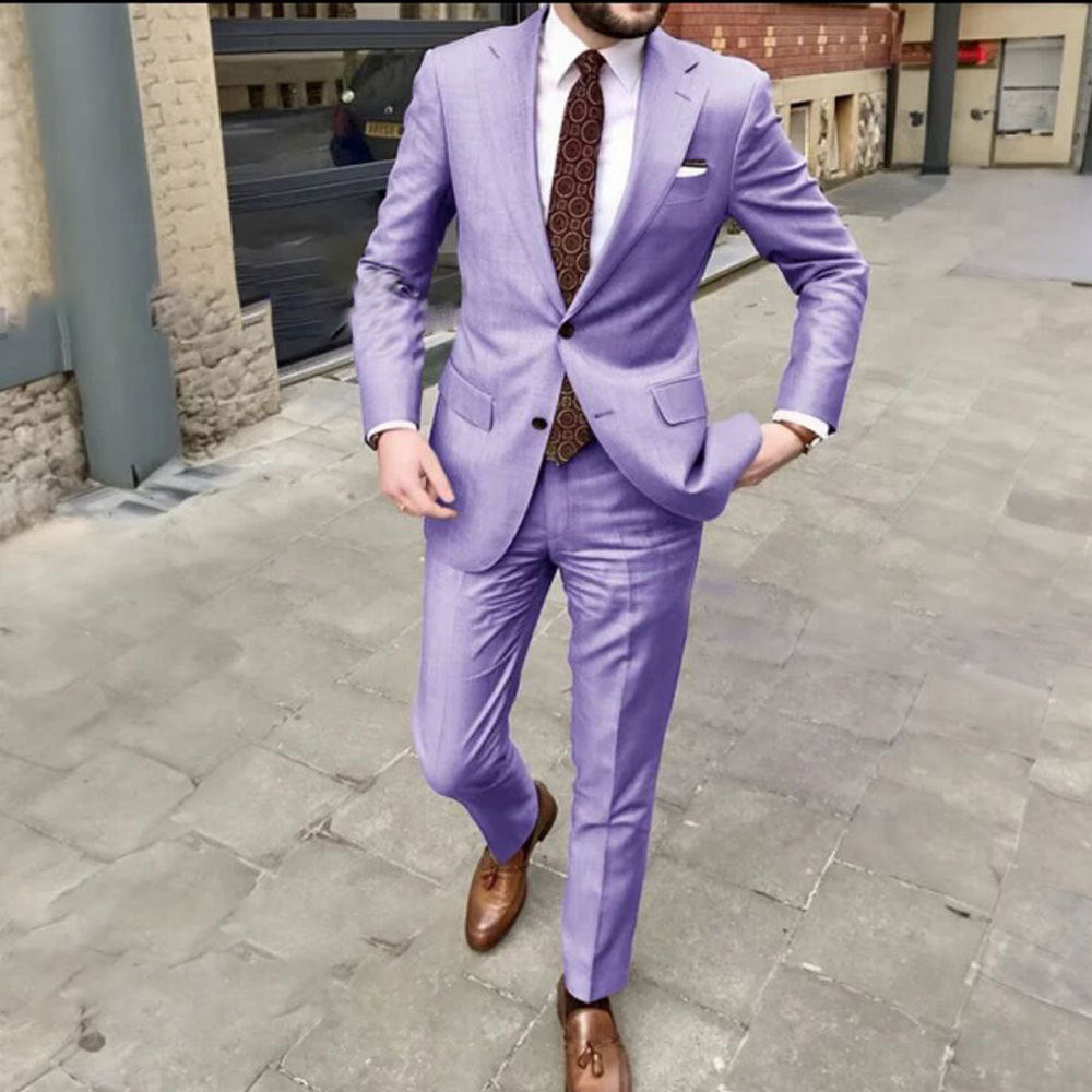 Men's Slim Fit Business Dress Two Button Set