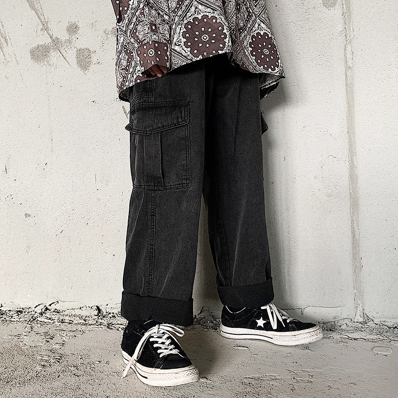 Tooling Wide Leg Loose High Waist Straight Pants