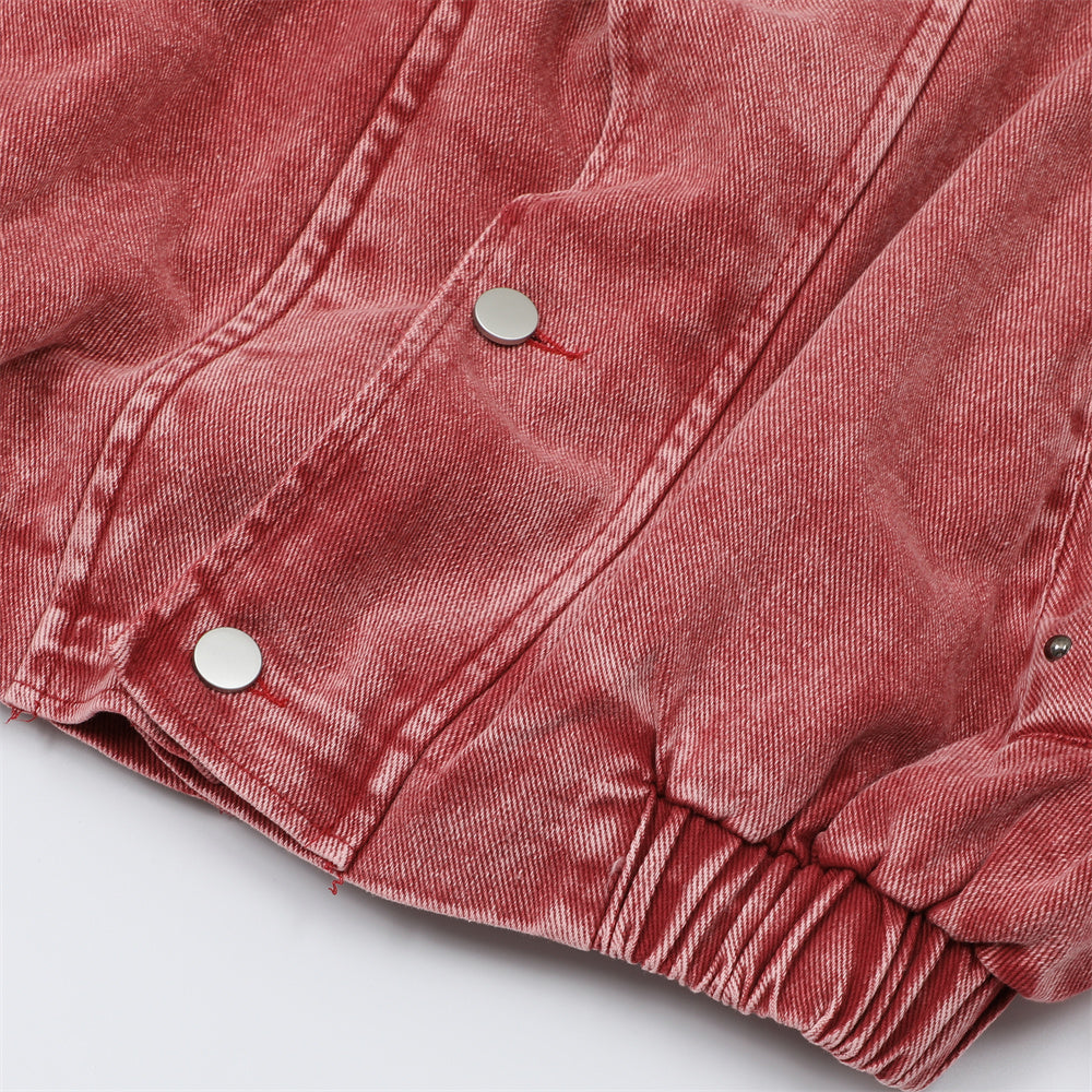 Guochao High Street Fake Two-piece Denim Jacket
