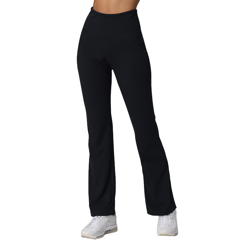 Nude Feel Sports Horn High Waist Hip Lift Stretch Fitness Wide-leg Pants