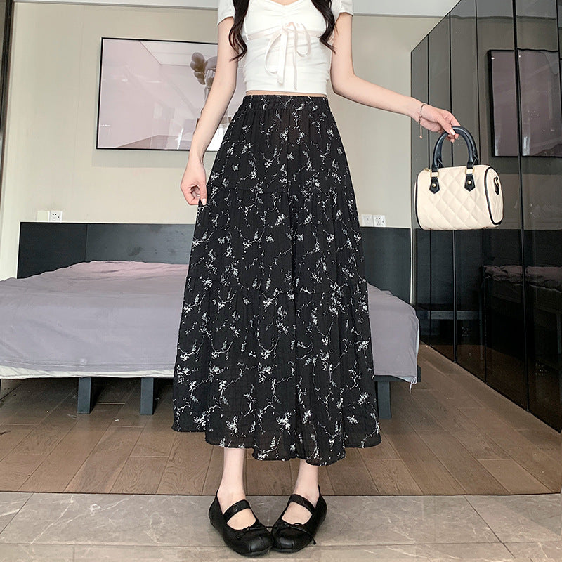 Women's Summer Casual French Retro Patchwork Floral Skirt