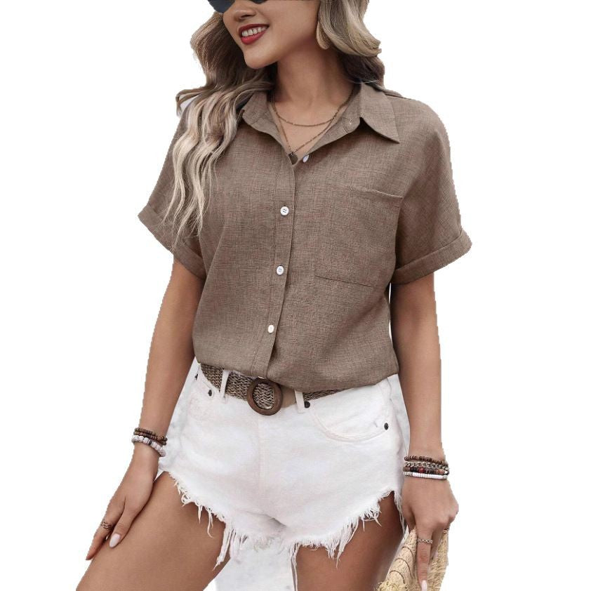 Women's Fashionable Loose-Fit Pocketed Casual Shirt