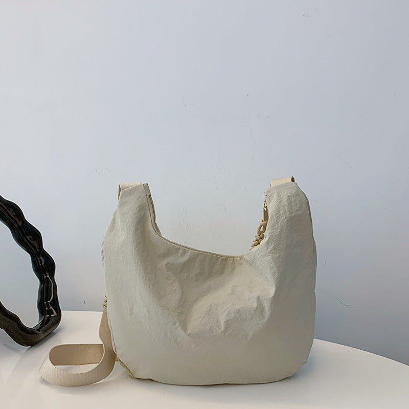 Washed Wrinkled Nylon Shoulder Travel Messenger Bag