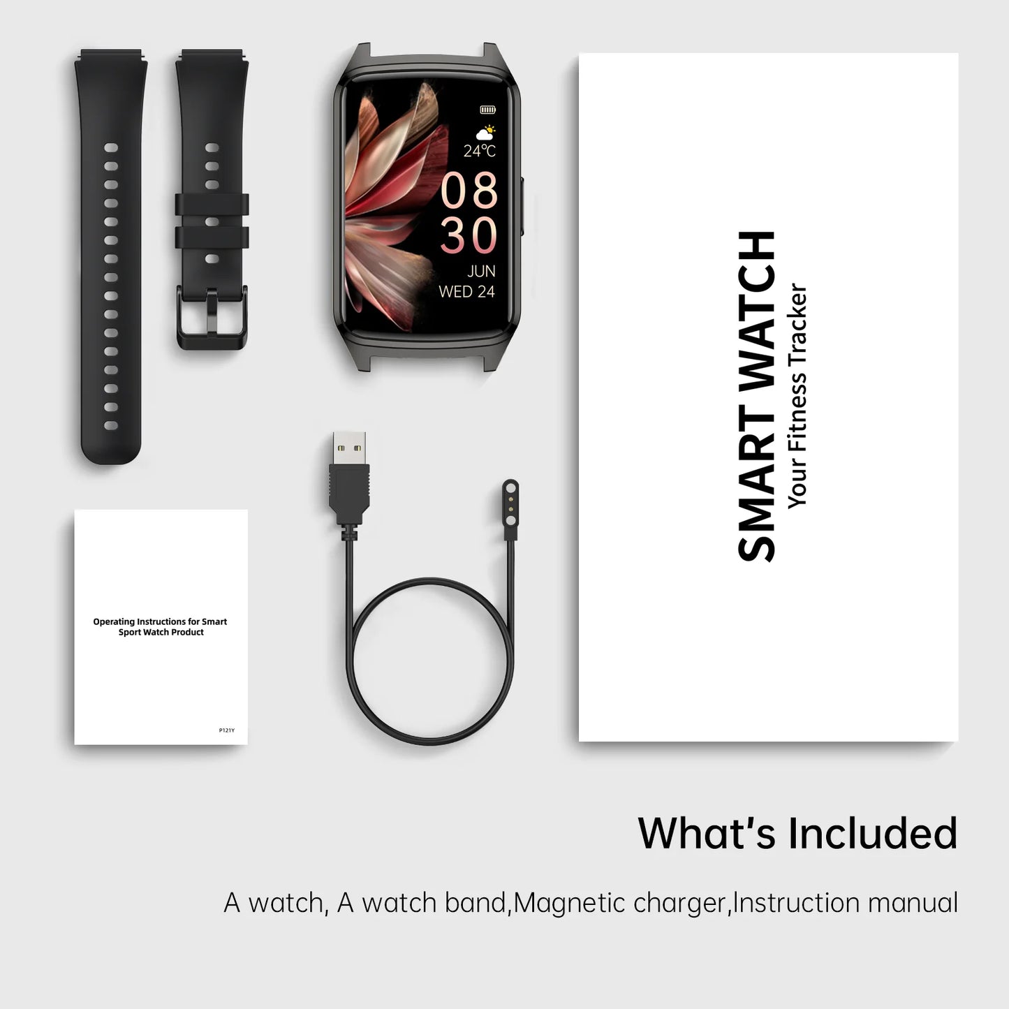 Fitness Tracker Smart Watch for Women Men Make/Answer Calls with Fitness and Wellness Tracking 100+ Sports Modes Step Calorie Counter IP68 Waterproof Fits for Android and Iphone, Black