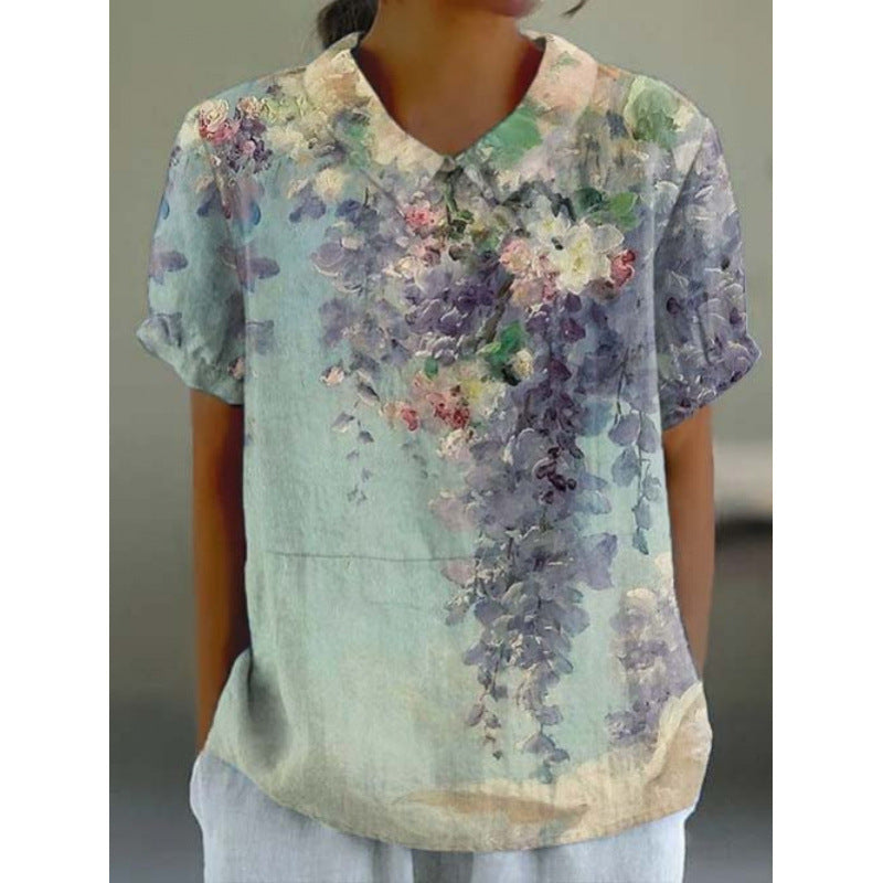 Women's Short Sleeve Printed Pullover