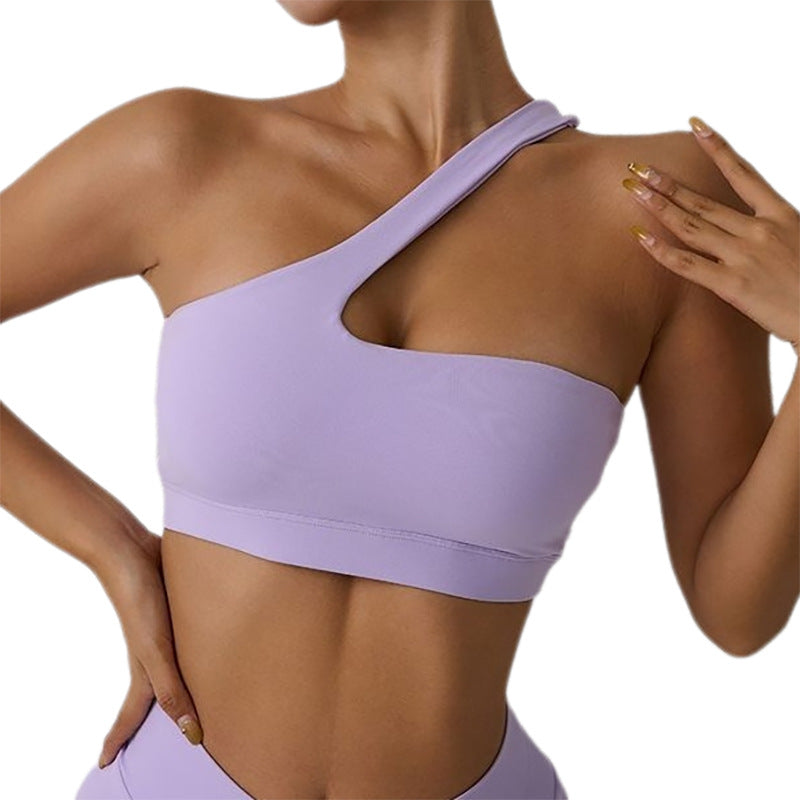 Oblique Shoulder Nude Feel Yoga Bra Running Exercise Underwear