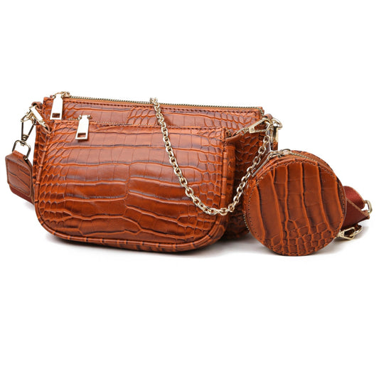 PU Leather Picture-mother Three-piece Crossbody Bag