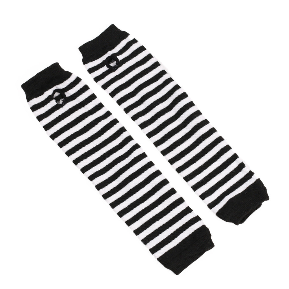 Anime Black And White Stripe Fingerless Cotton Long Wristset