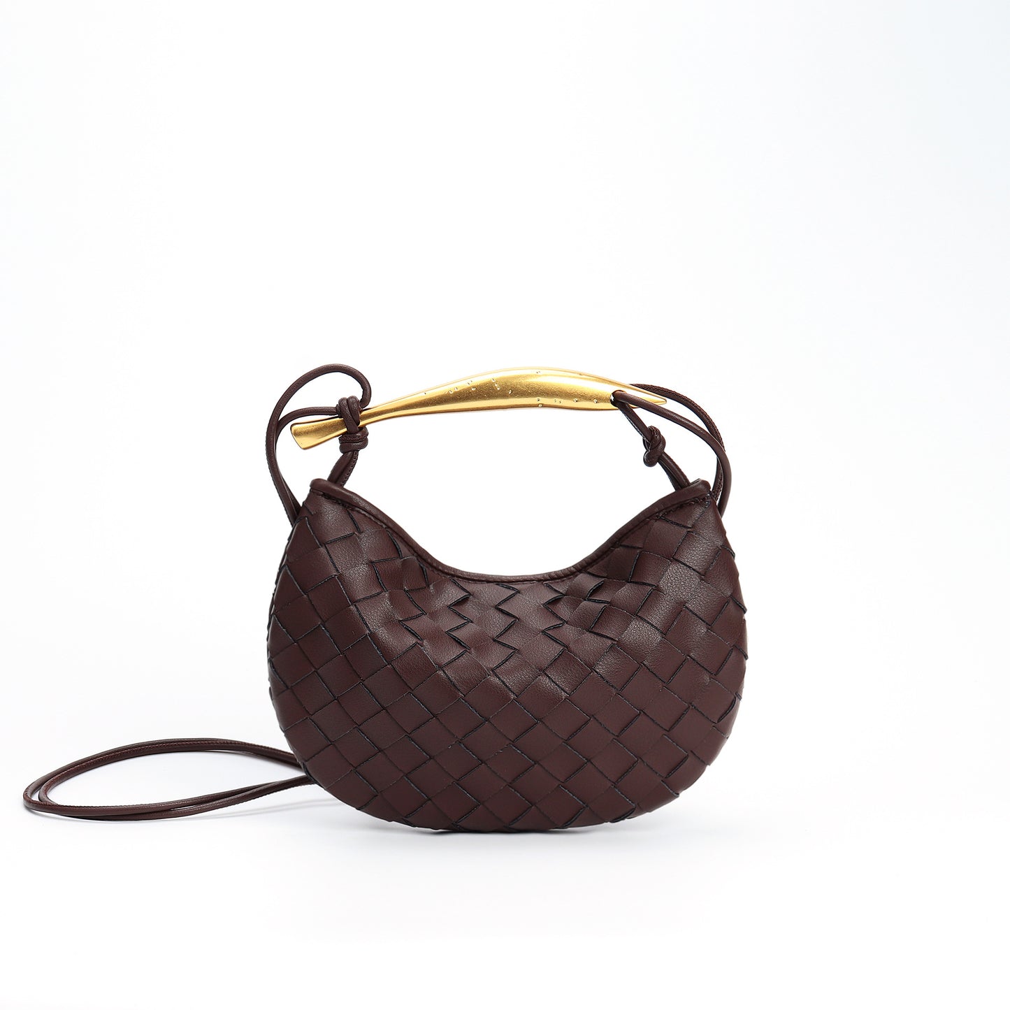 Woven Bag Fashion Cattlehide Leather Commuter Portable Shoulder Crossbody Bag