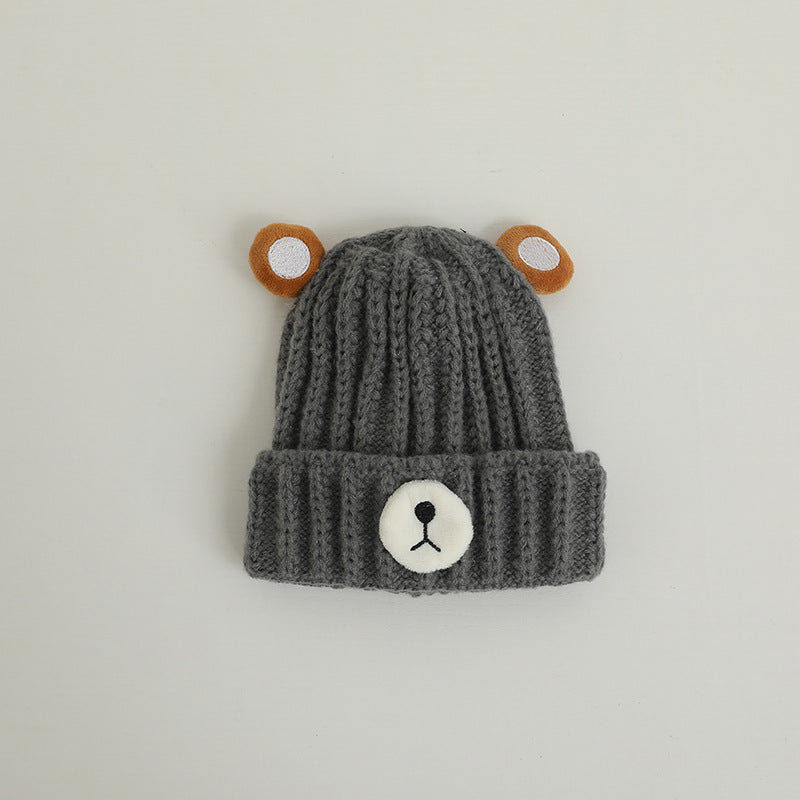 Knitted Hat Bear Candy Color Woolen Cap