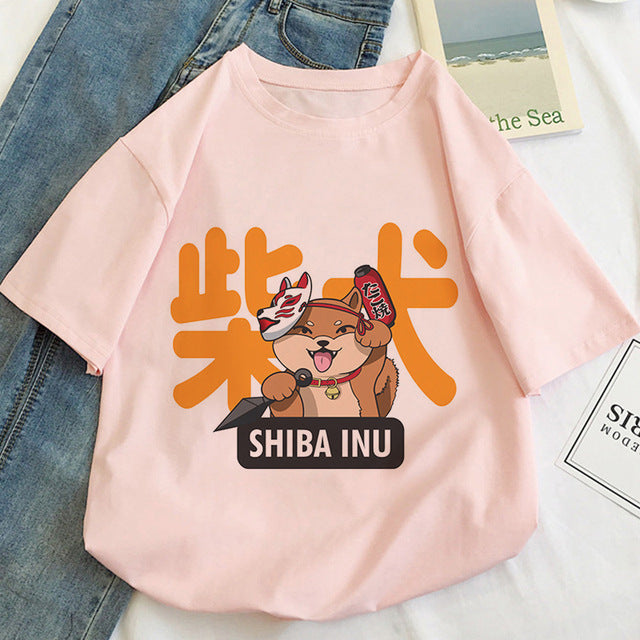 Cute Women's Cat Cartoon Pattern T-shirt