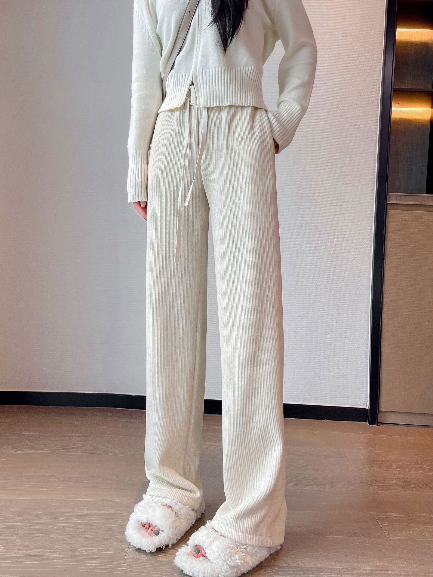 Cashmere Wide-leg Pants Women's High Waist Loose