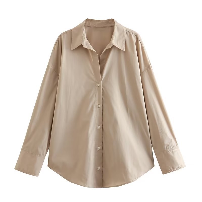 Women's Lapel Collar Multi-Color Long-Sleeve Single-Breasted Shirt