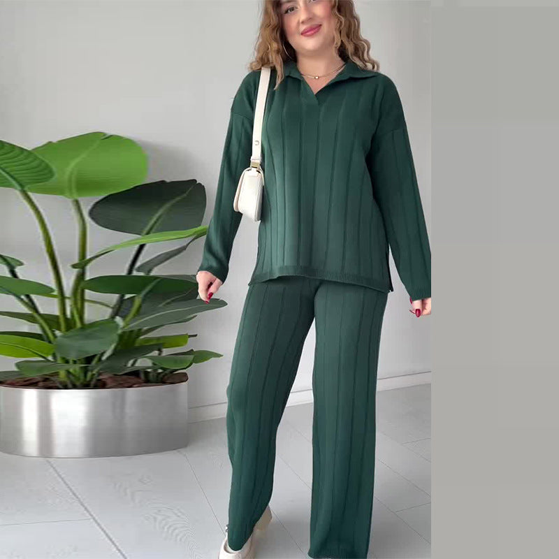 Autumn New Solid Color Line Pattern Slim Lazy Style Suit For Women