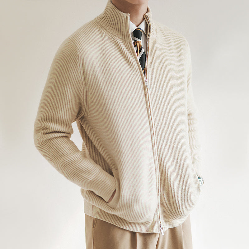 Afslappet varm sweater lynlås cardigan til mænd i retrostil