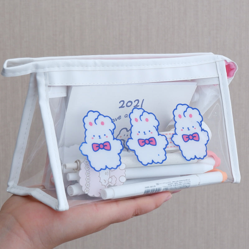 Girls Simple Japanese Large-capacity Storage Bag Transparent Pencil Case
