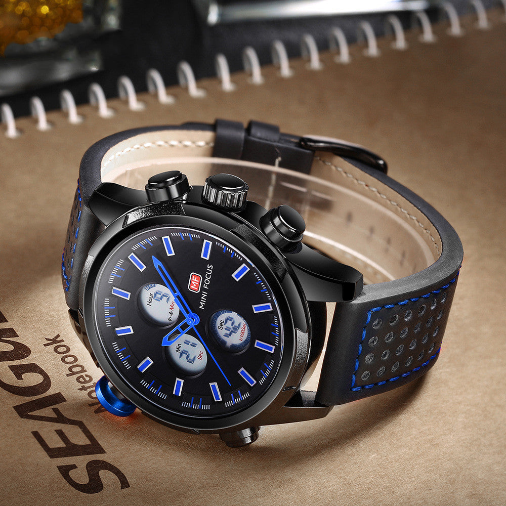 Double display luminous waterproof leather strap