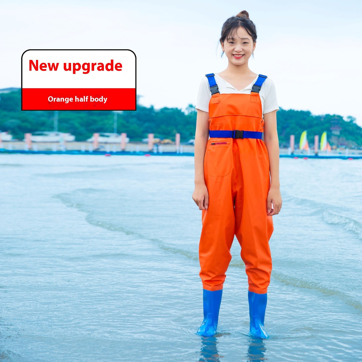 Women's Thick Waterproof One-piece Half Body Rain Pants