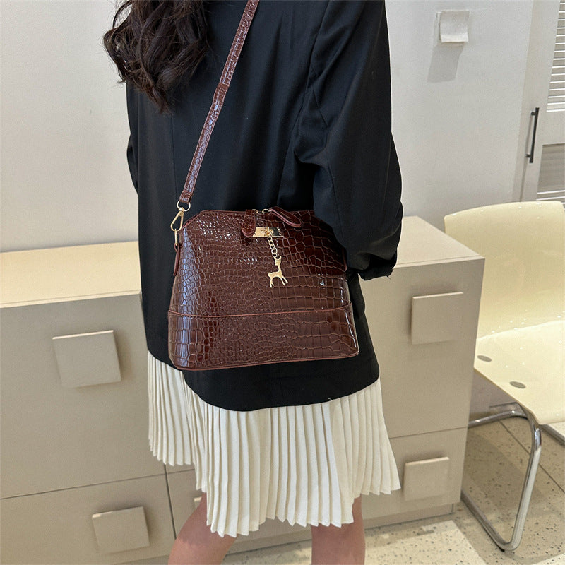 Dame Mode Afslappet Crossbody Taske i Ensfarvet med Stor Kapacitet