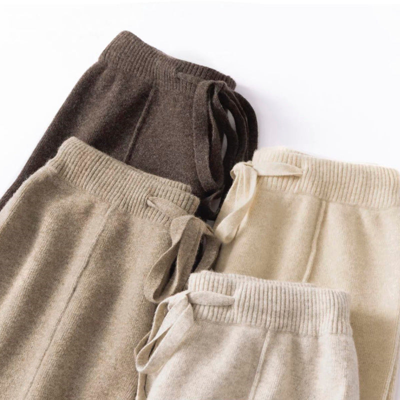 Women's Wool High Waisted Casual Wide Leg Pants