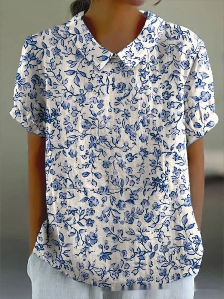 Summer Lapels Short Sleeve Elegant European And American Style Women Top