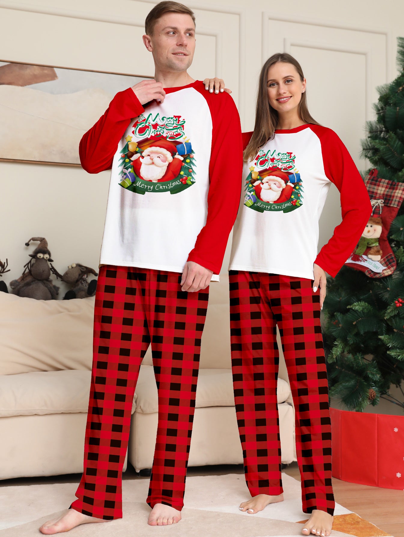 Cartoon Plaid Printed Long Sleeve Holiday Suit
