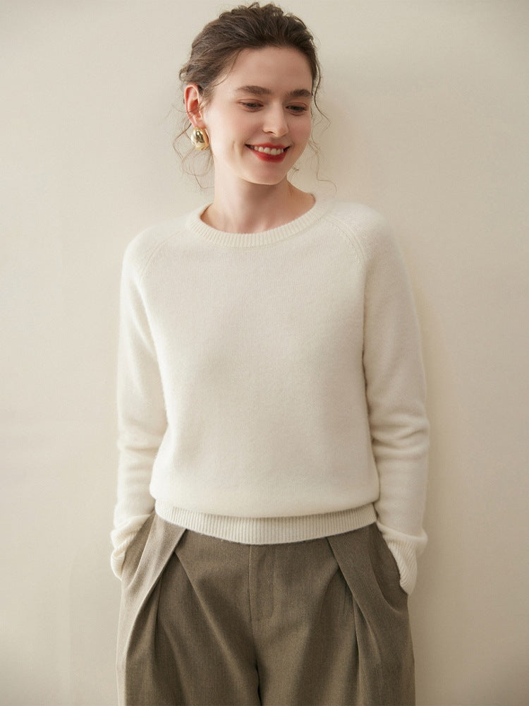 Pure Cashmere Shirt Women's Crew Neck Pullover Sweater