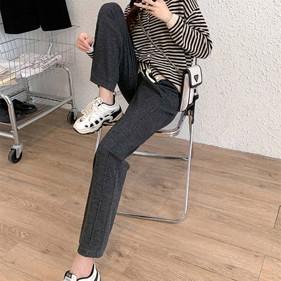 Women's Faux Cashmere High-waisted Draped Casual Pants