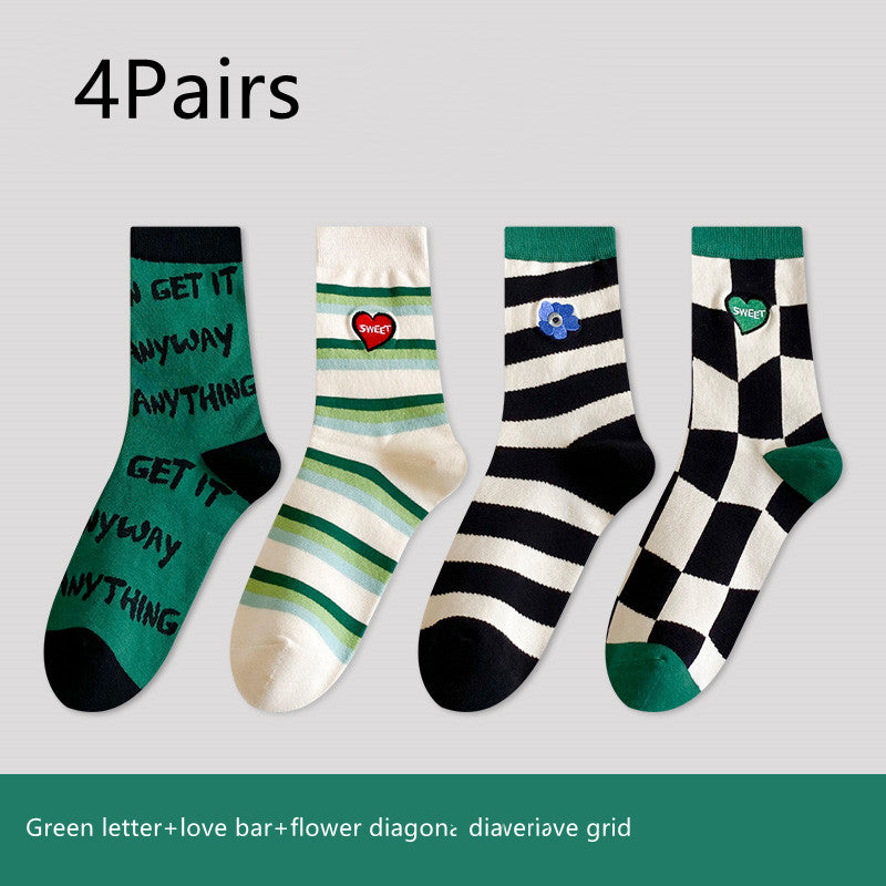 Green Women's Spring And Autumn Stockings