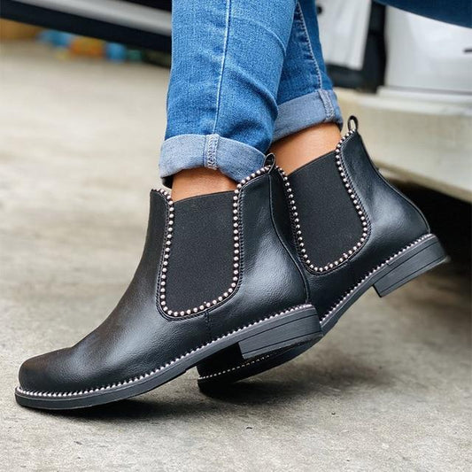 Women's Round Bead Thick Soled Martin Boots